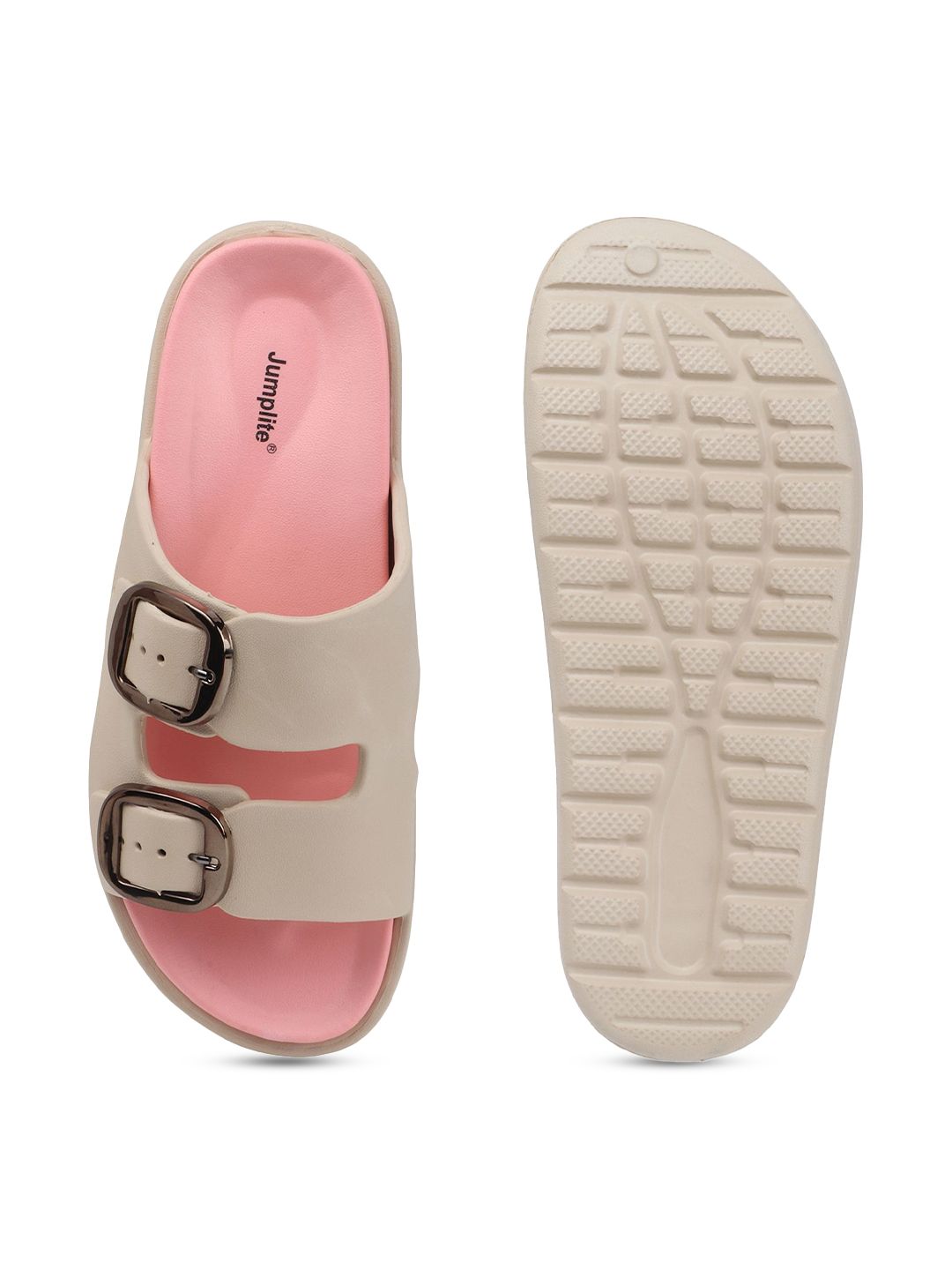 JUMPLITE Women Rubber Open Toe Flats with Buckles — view 5
