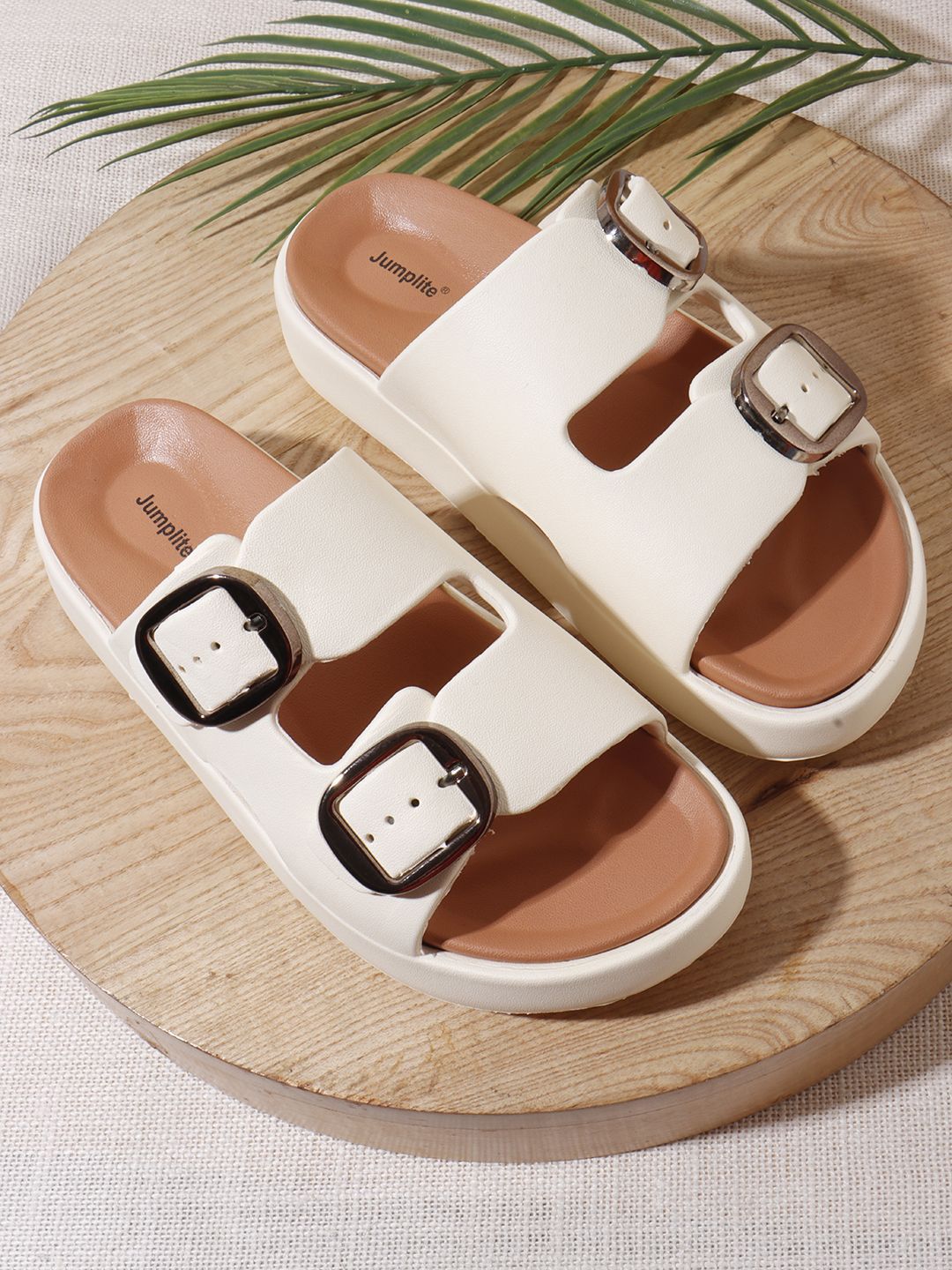 JUMPLITE Women Rubber Open Toe Flats with Buckles — view 11