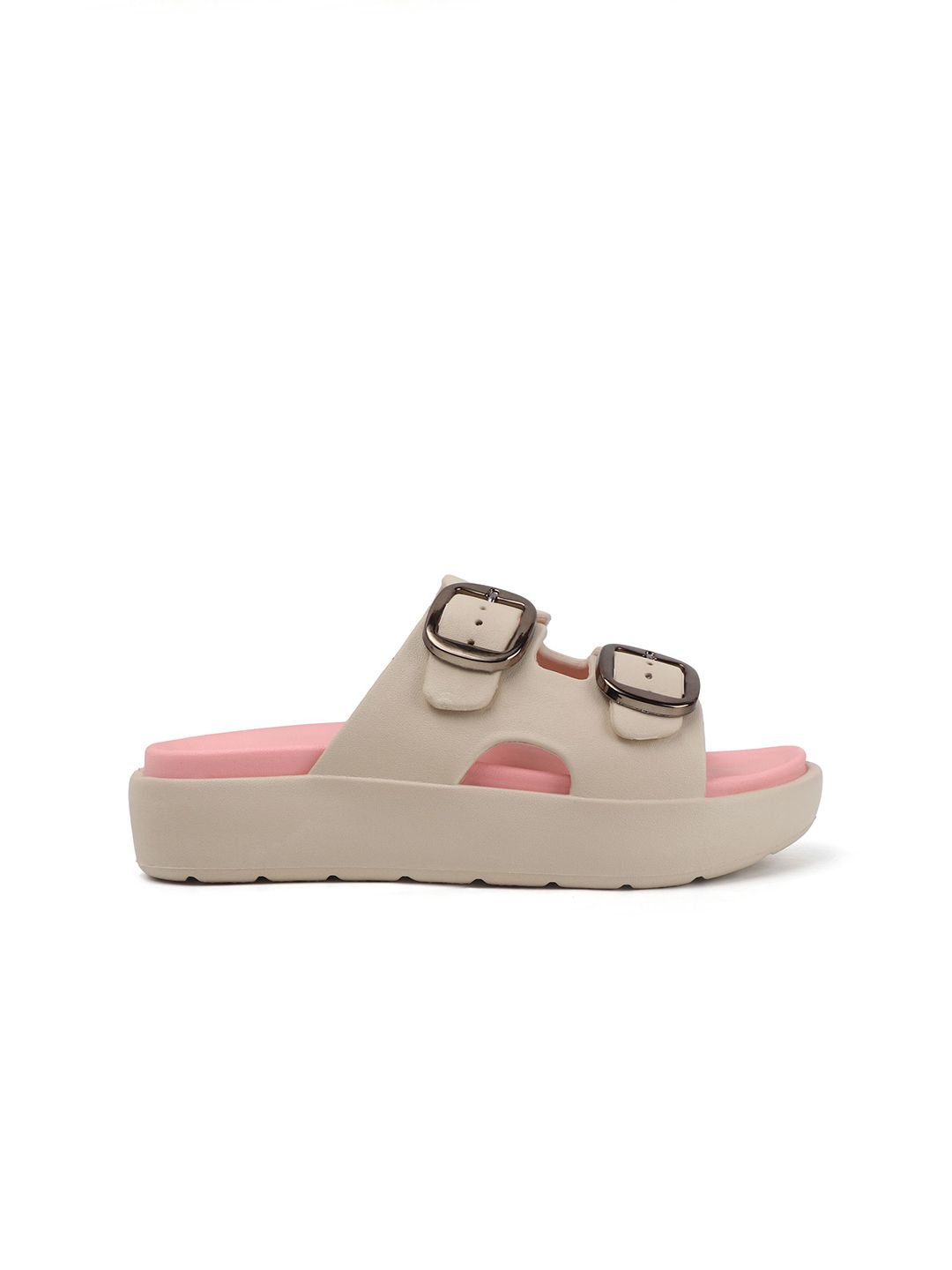 JUMPLITE Women Rubber Open Toe Flats with Buckles — view 4