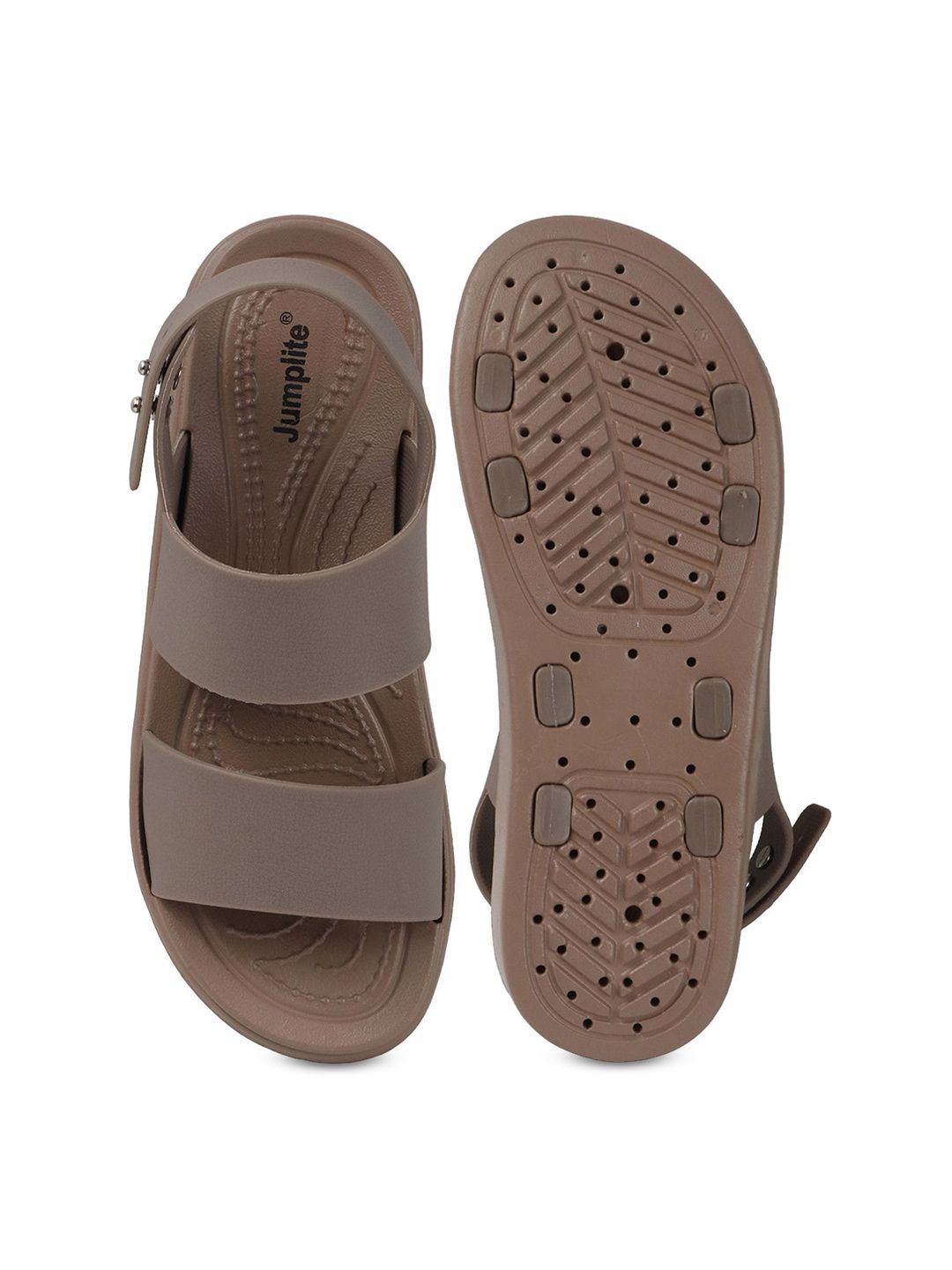 JUMPLITE Women Open Toe Textured Flatform Heels With Backstrap — view 5