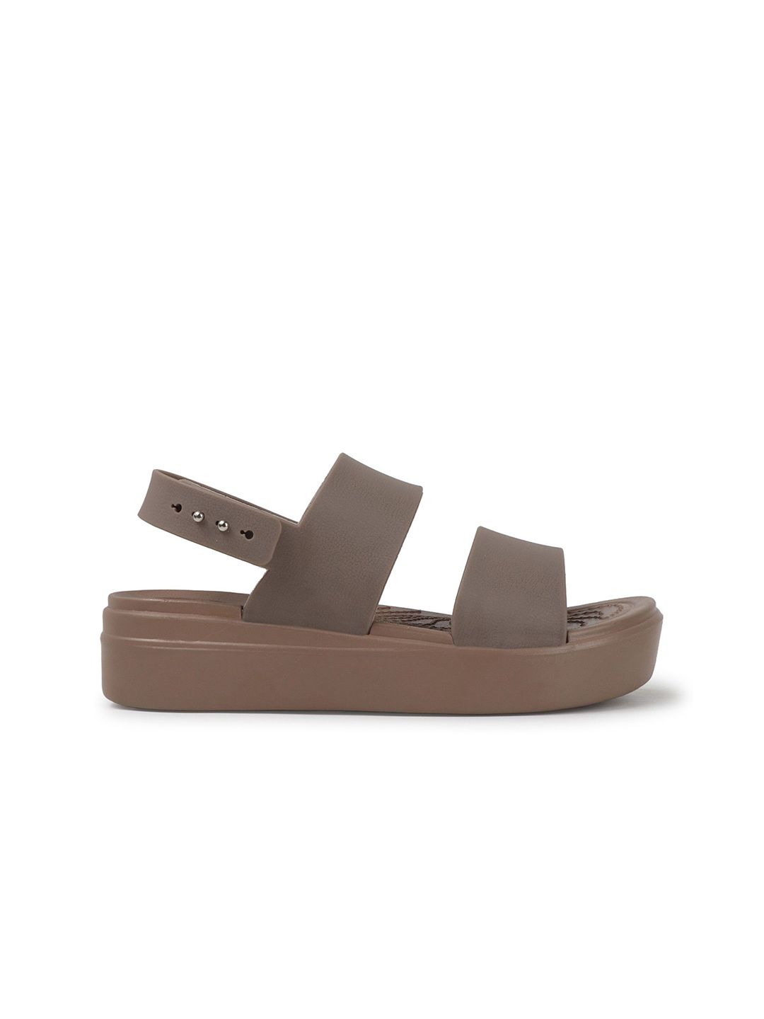 JUMPLITE Women Open Toe Textured Flatform Heels With Backstrap — view 4
